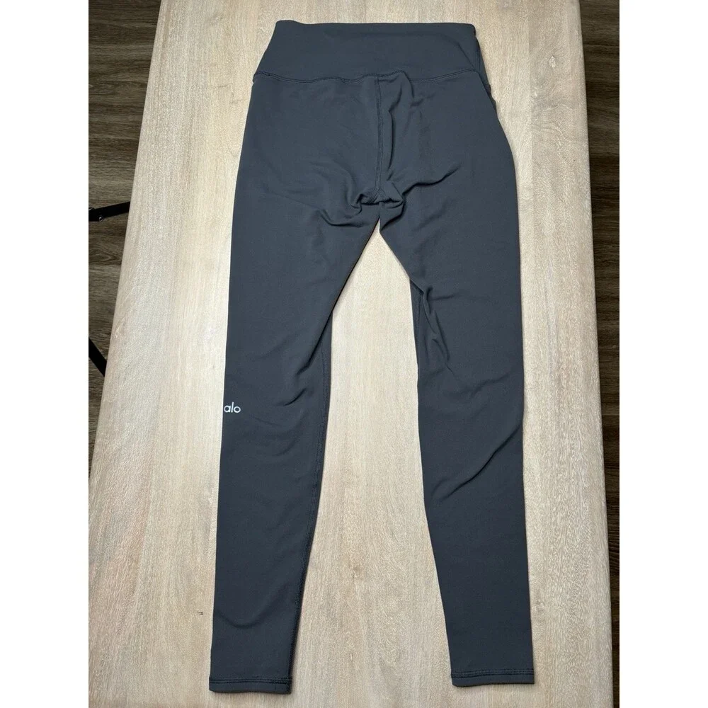 Alo Yoga High-Waist Airbrush Legging in Anthracite Gray Full Length Size Medium